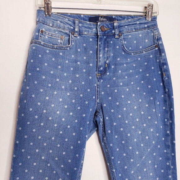 Boden Blue & White Polka Dot Stretch The Soho Skinny Jeans Women's Size 6 - Picture 3 of 14